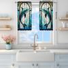 2-Panels Stained Glass Dolphin Decorative Curtains   Semi Transparent Without Lining   Durable Polyester Fiber Curtains