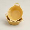 Flying Bird Yellow Double-handled Ceramic Dessert Dish for Salad, Yogurt, or Steamed Eggs