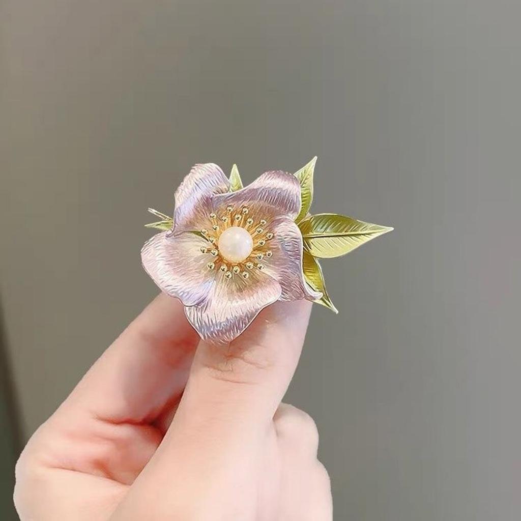 Hand Painted Floral Brooch Elegant Design Safety Lapel Pin Clothing Decoration for Formal Gatherings Daily Wear