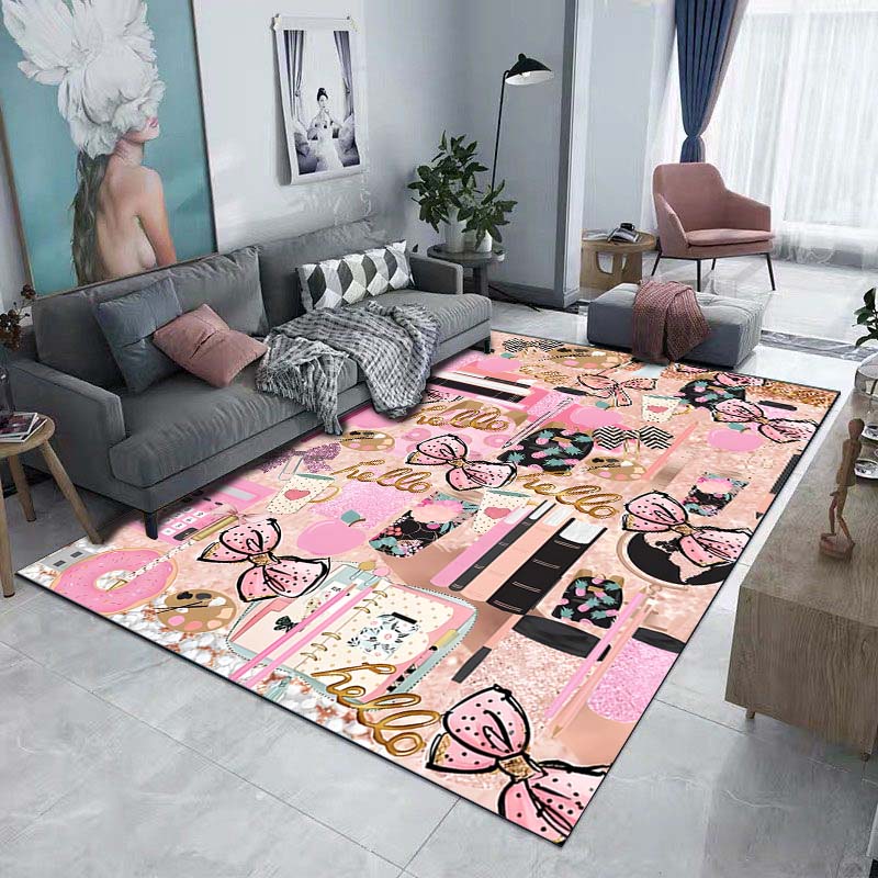 Fashion Beauty Lipstick High Heels Pattern Floor Rug 15 Sizes Living Room Bedroom Bedside Bathroom Floor Mat Area Rug Home Decor