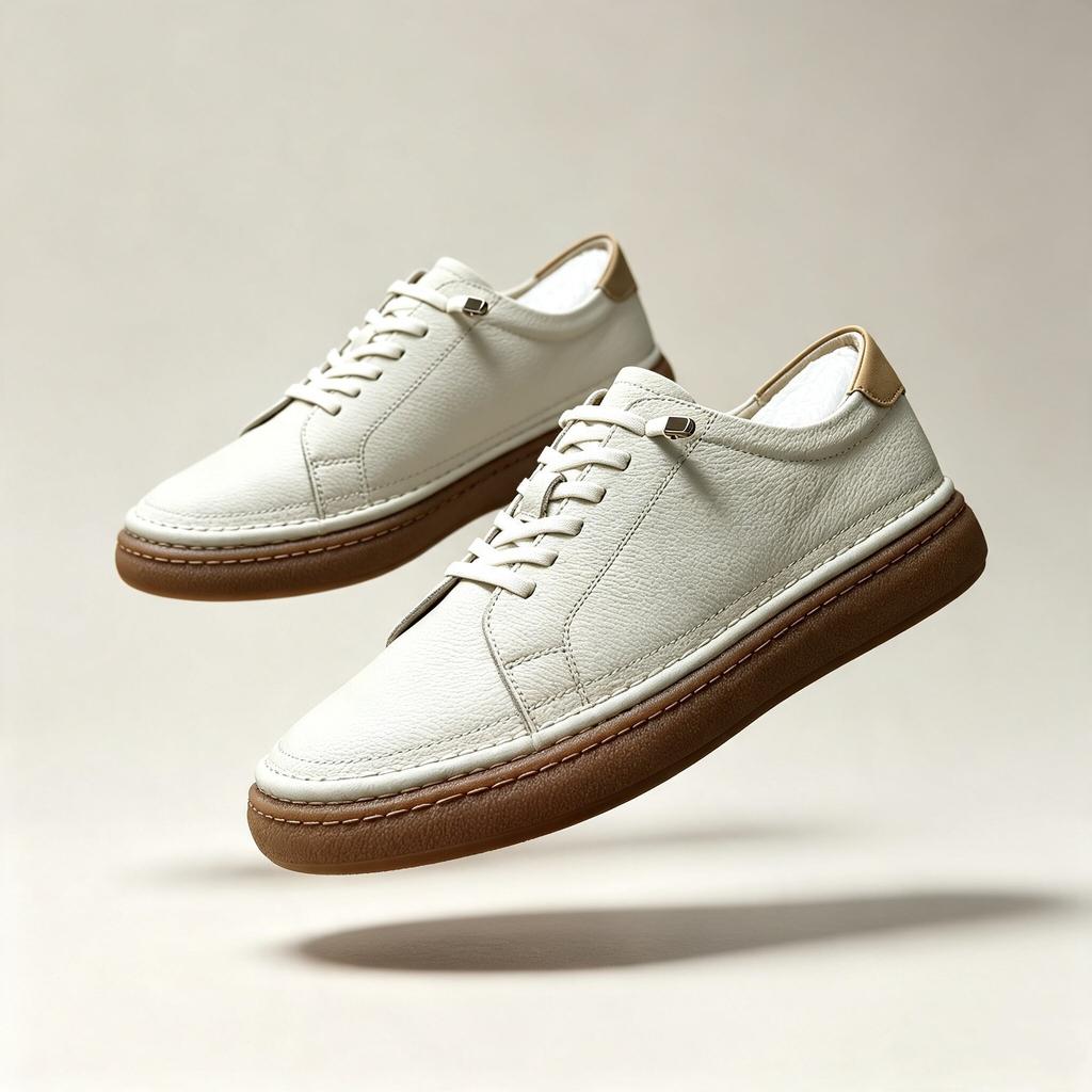 Board shoes men's first-layer cowhide casual leather shoes, genuine leather breathable, one pedal, German training little white shoes