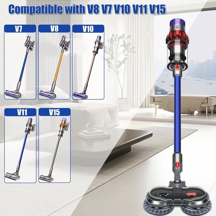 Italdos Brosse 3-en-1 pour Dyson V7-V15 - Nettoyage &amp; Polissage avec Réservoir Amovible + 3 Chiffons Microfibre Lavables