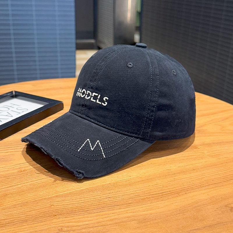 Baseball Cap Broken Brim Embroidery Letter Hat Female Peaked Cap Male Face Small Spring and Autumn Wide Brim