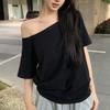 Women's Round Neck Off-Shoulder Fashion Short-Sleeve Top
