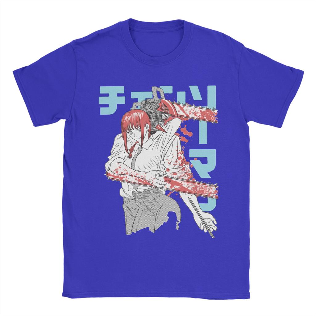 Chainsaw Man Denji Makima T-Shirts for Men Anime Amazing Cotton Tees Crew Neck Short Sleeve T Shirt Summer Clothes