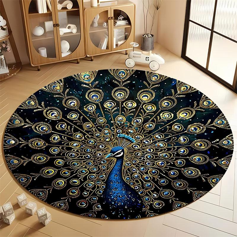 

Luxurious Peacock Design Round Carpet for Living Rooms round carpet for home sofa bedroom, gift Diameter 60cm