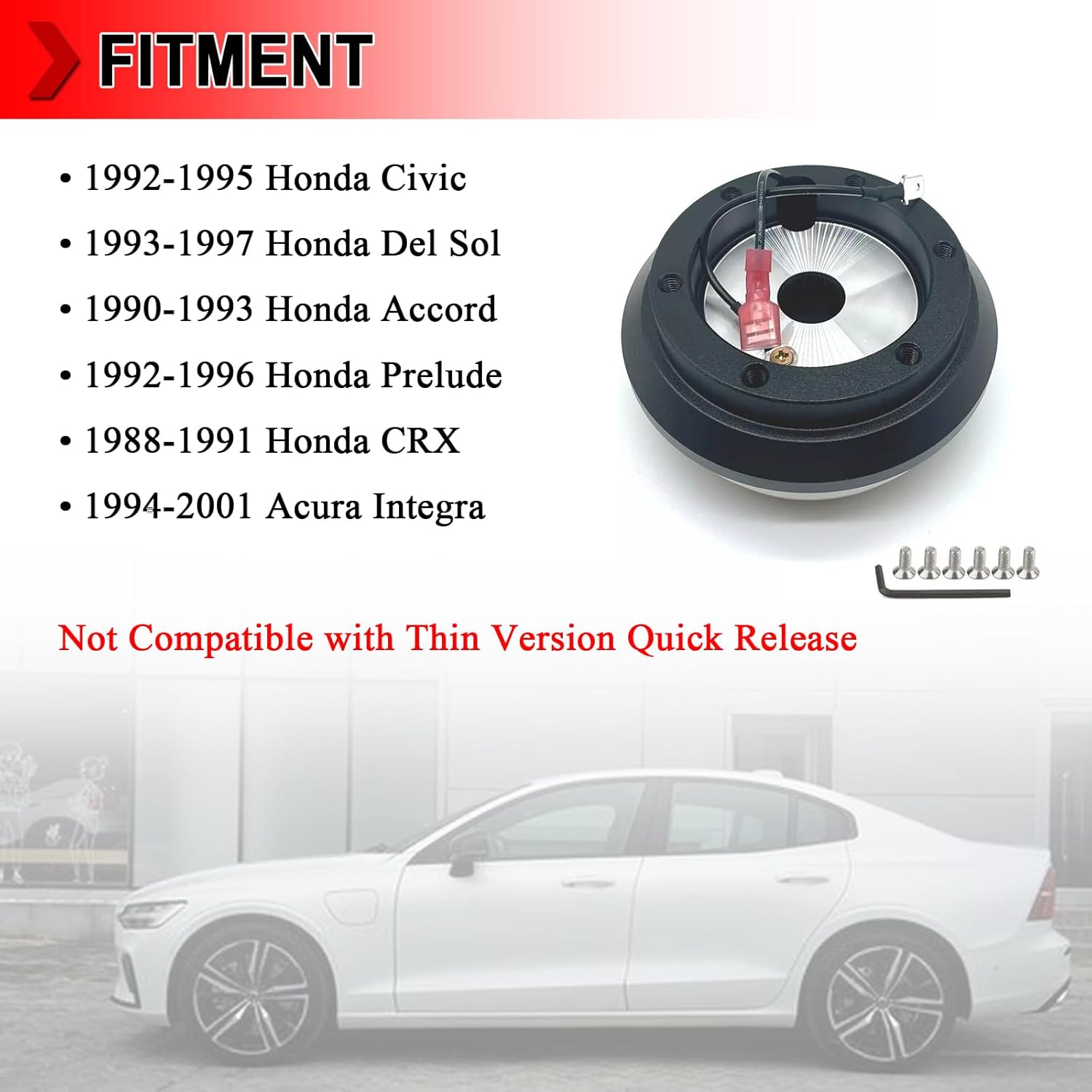 

110H Aluminum 6-Hole Steering Wheel Short Hub Adapter Fit For Honda Accord, Civic, Del Sol, Prelude, Acura Integra 140H
