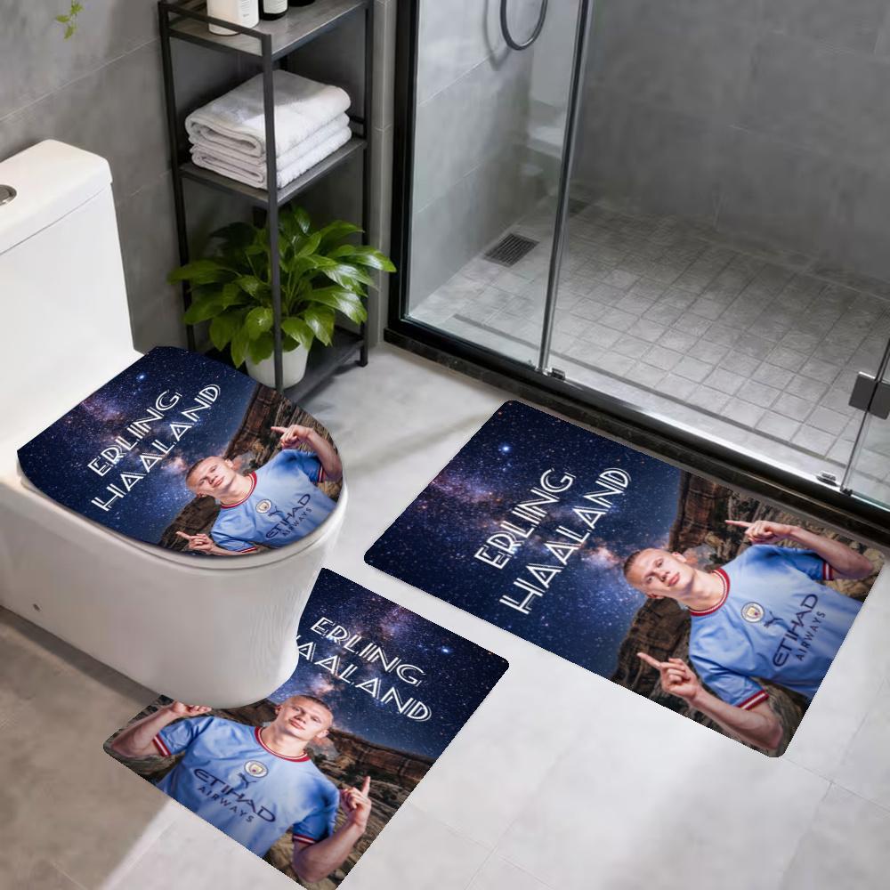 Haaland 3Pcs Bathroom Mat Set Toilet Lid Cover And Rug Ushaped Bath Mats Nonslip Door Mat Decoration