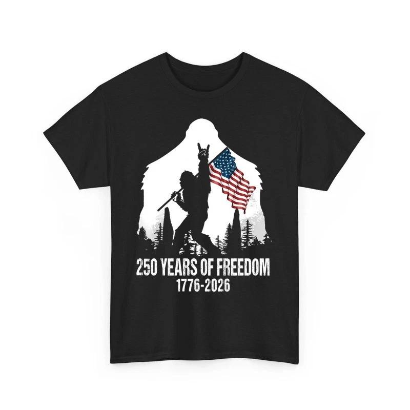 Bigfoot Sasquatch Flag 250 Years 1776-2026 250th Anniversary Patriotic T-Shirt M