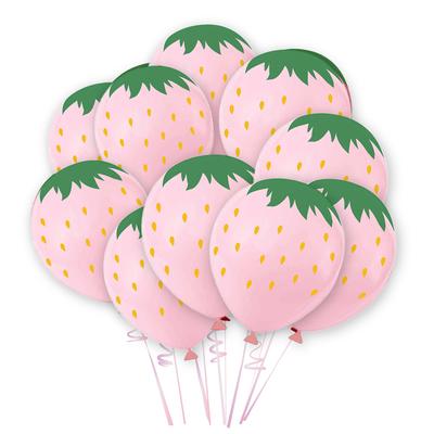 12Pcs Birthday Theme Strawberry Latex Balloon Fruit Summer Party Decoration Shooting Props Birthday Home Space Decoration