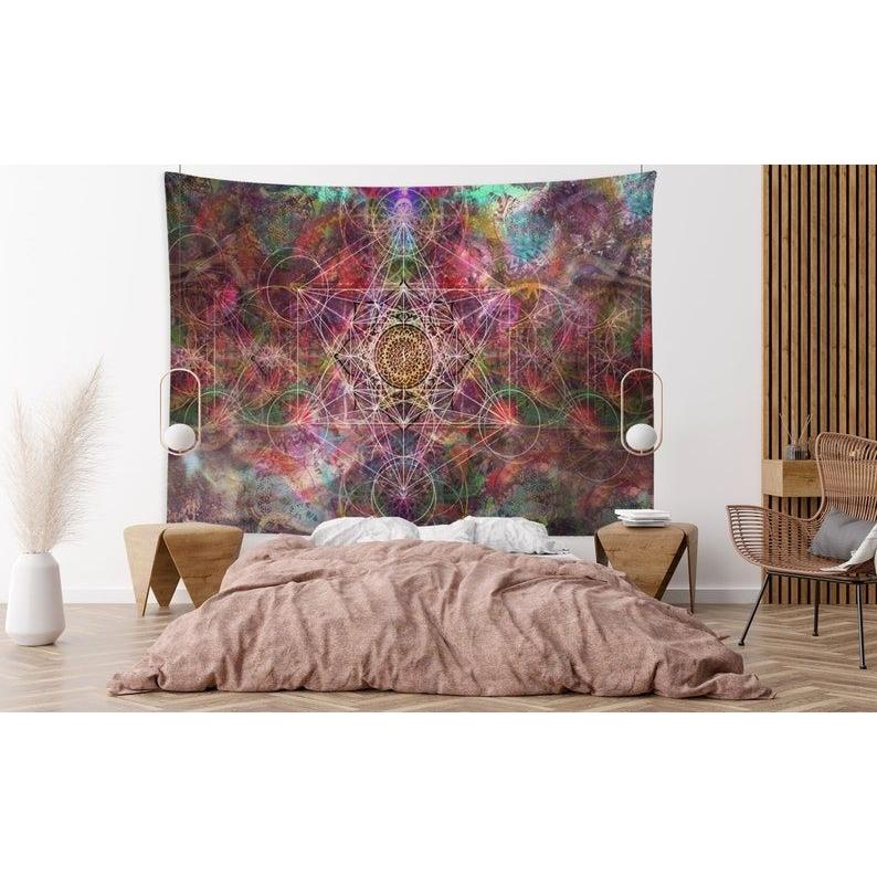 Archangel Metatron s Cube Tapestry Sacred Geometry 75x100