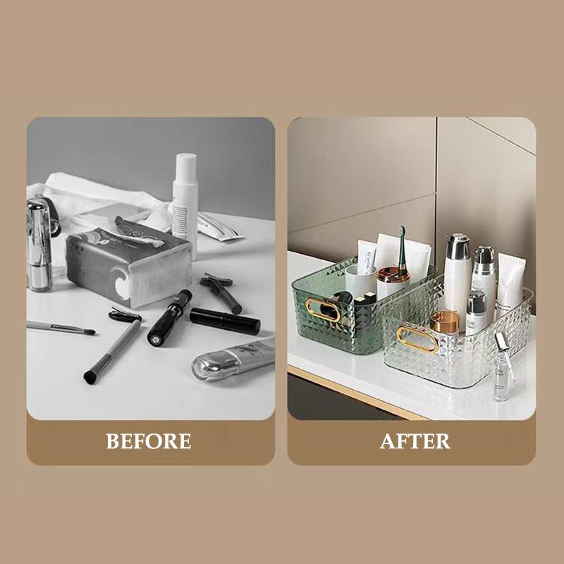 Transparent Storage Box Cosmetic Box Storage Container Plastic Storage Box Clear Drawer With Handle Stackable