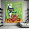Pete Cat Dream Wall Hanging Printed Fabric Blanket Decorative Tapestries for Bedroom Living Room Home Decor