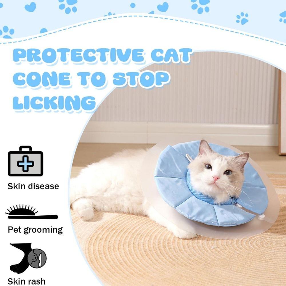 Double-layer PVC Cat Elizabeth Circle Adjustable Kitten Neck Cone Thin Wound Recovery Headband  Dog