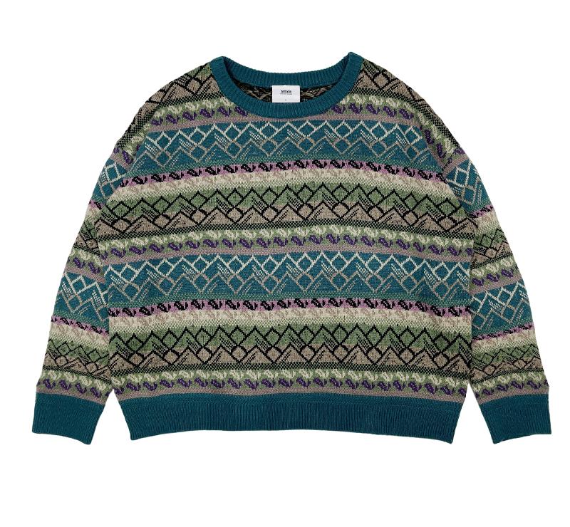 A MADE Vintage Mohair Jacquard Oversized Knit (M. Green)