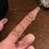 Medieval Small Fragrant Style French Retro Star Full Diamond Tassel Open Ring Niche Design Light Luxury High-End Accessories