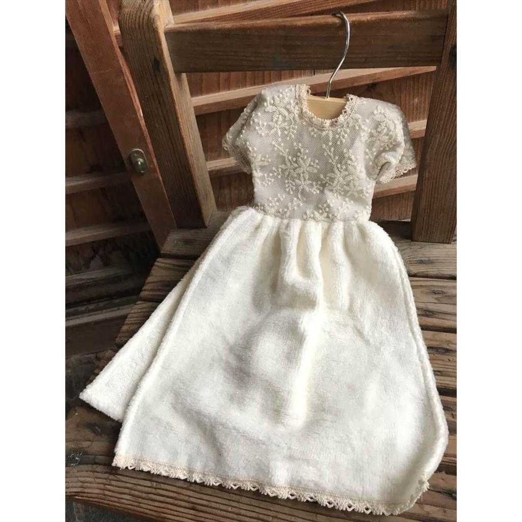 Vivienne Towel 27 x 39 cm Cotton Flora Series Lace Embroidered Tenugui Hand Towel WK0226J2 (Vivienne) [Dress Beige]