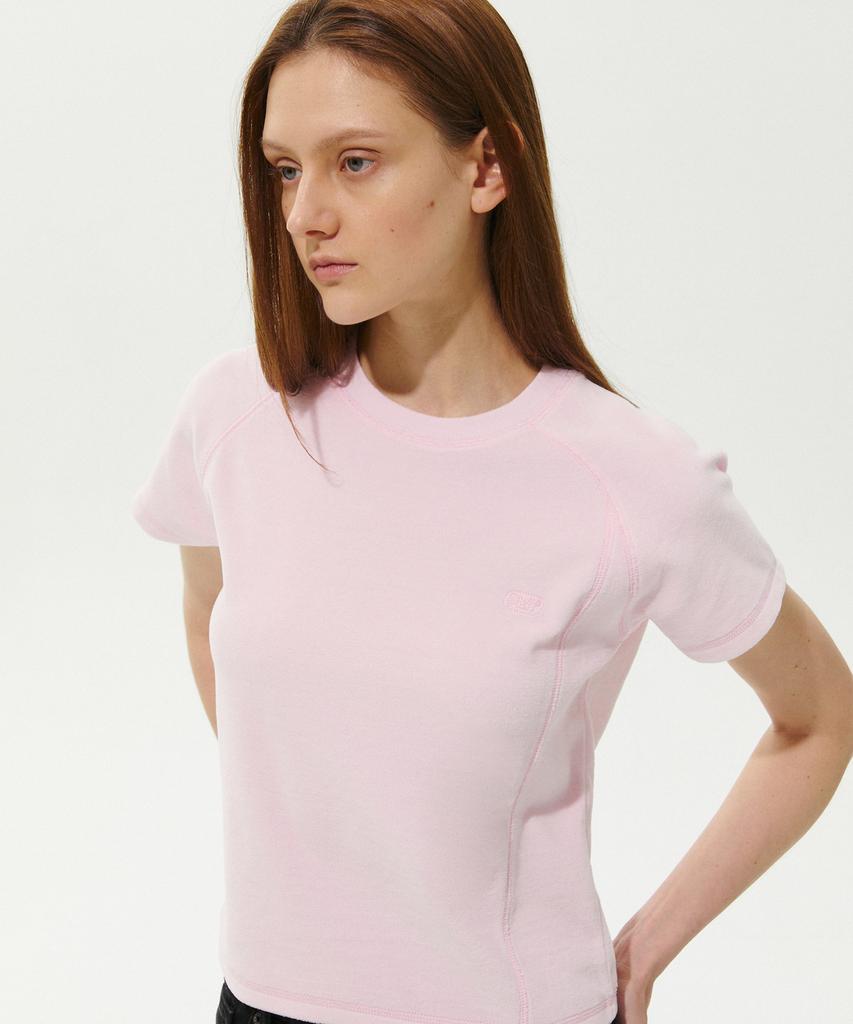 PLAC WOMEN Velour Raglan Short Sleeve T-Shirt Pink