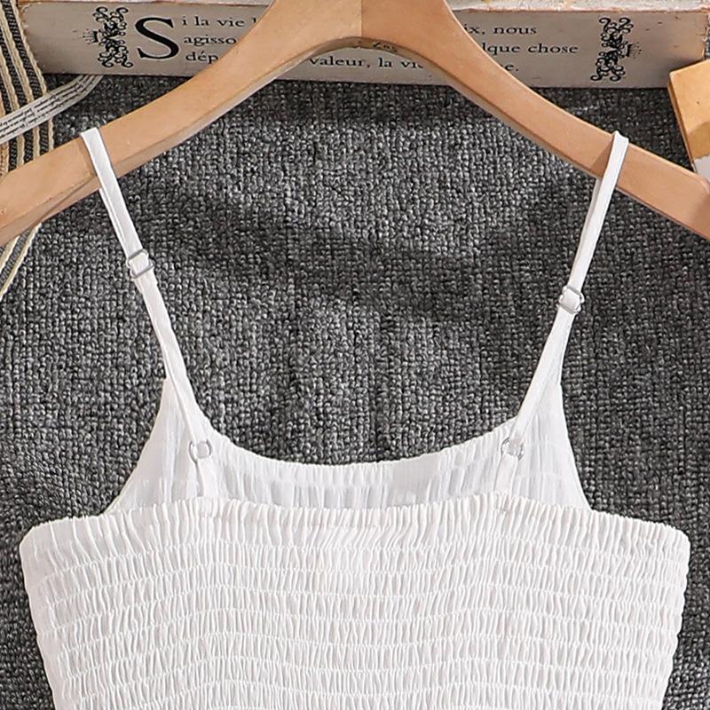 Elegantní bílé šaty pro dívky Jaro/Léto Dětská móda Bez ramínek Lodičkový výstřih Šaty se zúženým pasem