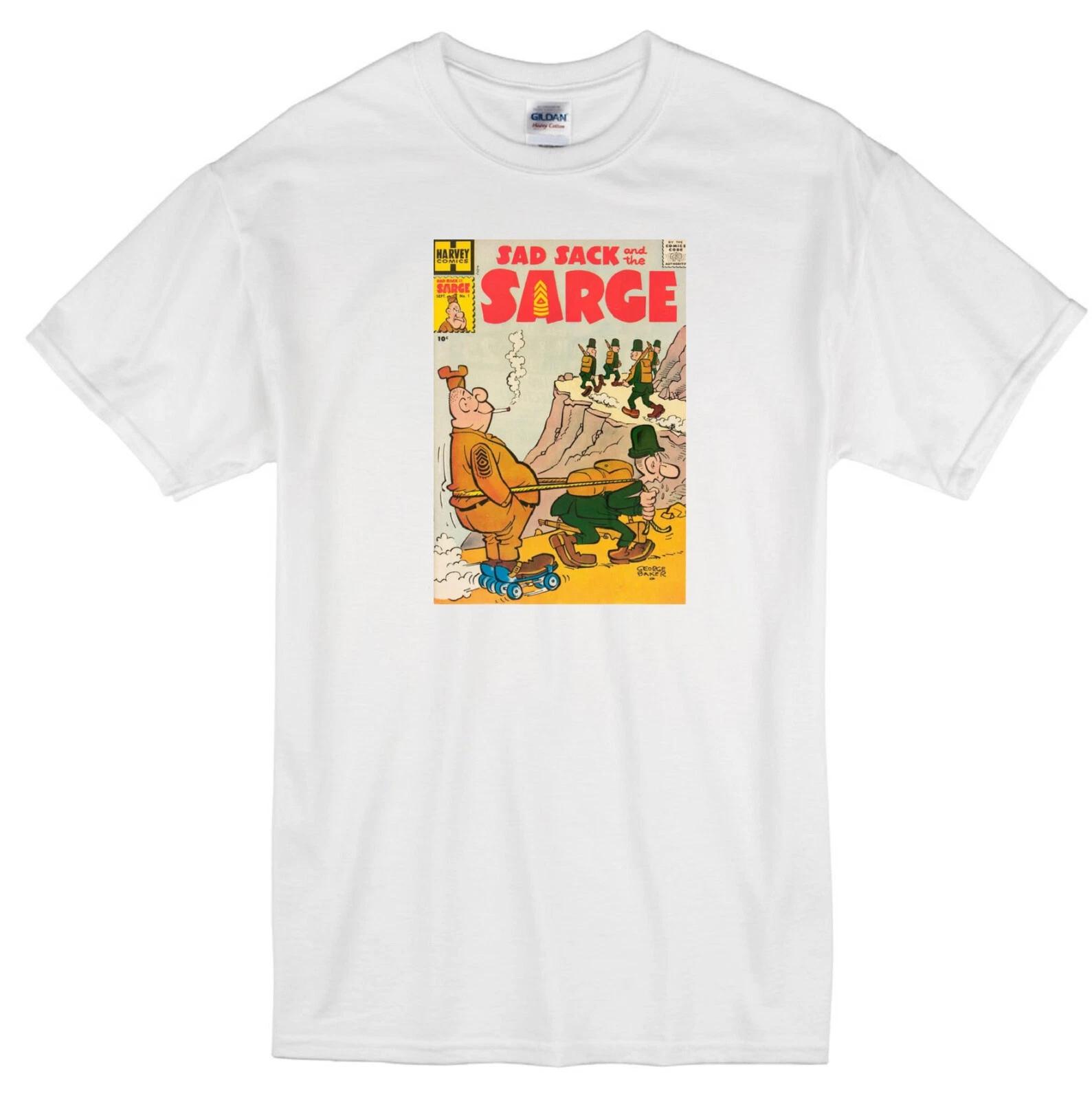 

SAD SACK AND THE SARGE HARVEY COMIC STRIP BOOK CARTOON ARMY RETRO WHITE T-shirt M