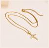 Cubic Zirconia Crucifix Cross Neckalce Pendant for Women Simple Layered Jewelry