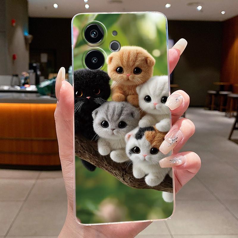 For Realme GT 6/6T/Neo6/Neo6 SE Bumper Soft Silicone TPU Clear Casing Fashion Cartoon Rabbit Painted Anti-fall Soft Cover