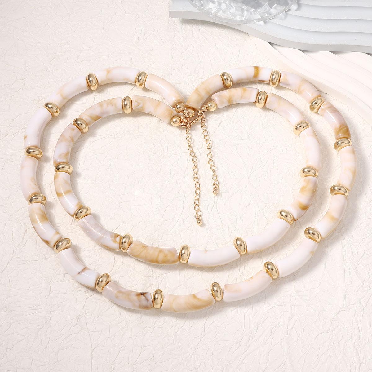 

The new European and American personalized design sense of ink and wash irregular bamboo double-layer stacked necklace, fashionable and versatile