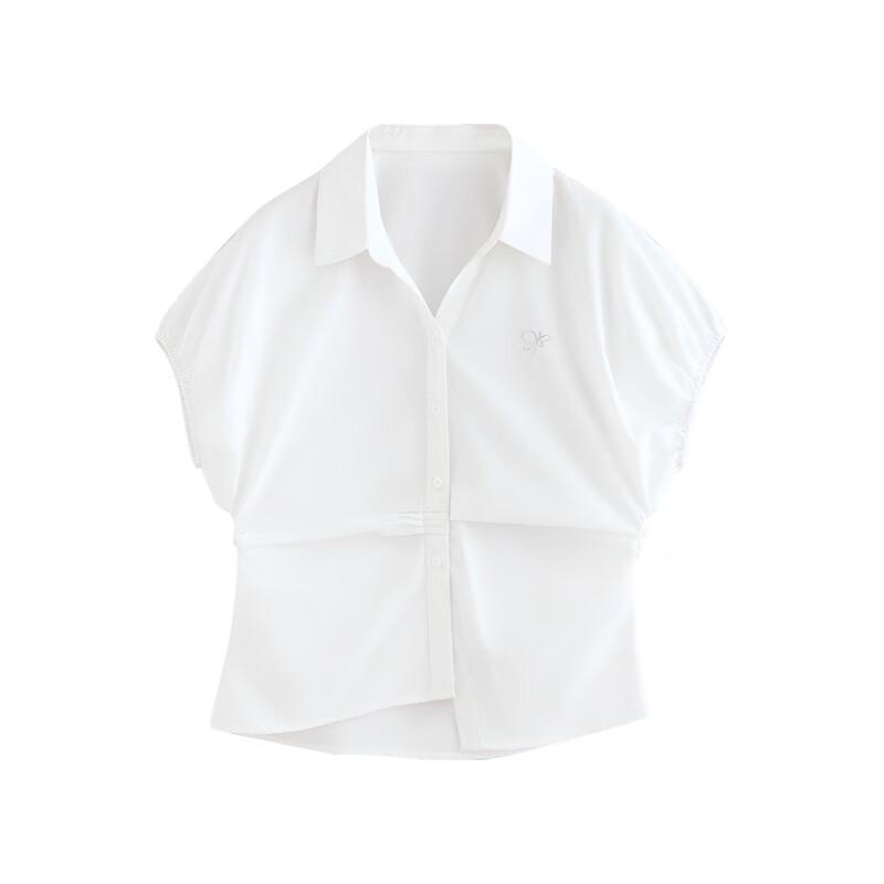 Chuyu Women's Pleated Lantern Sleeve Polo Blouse