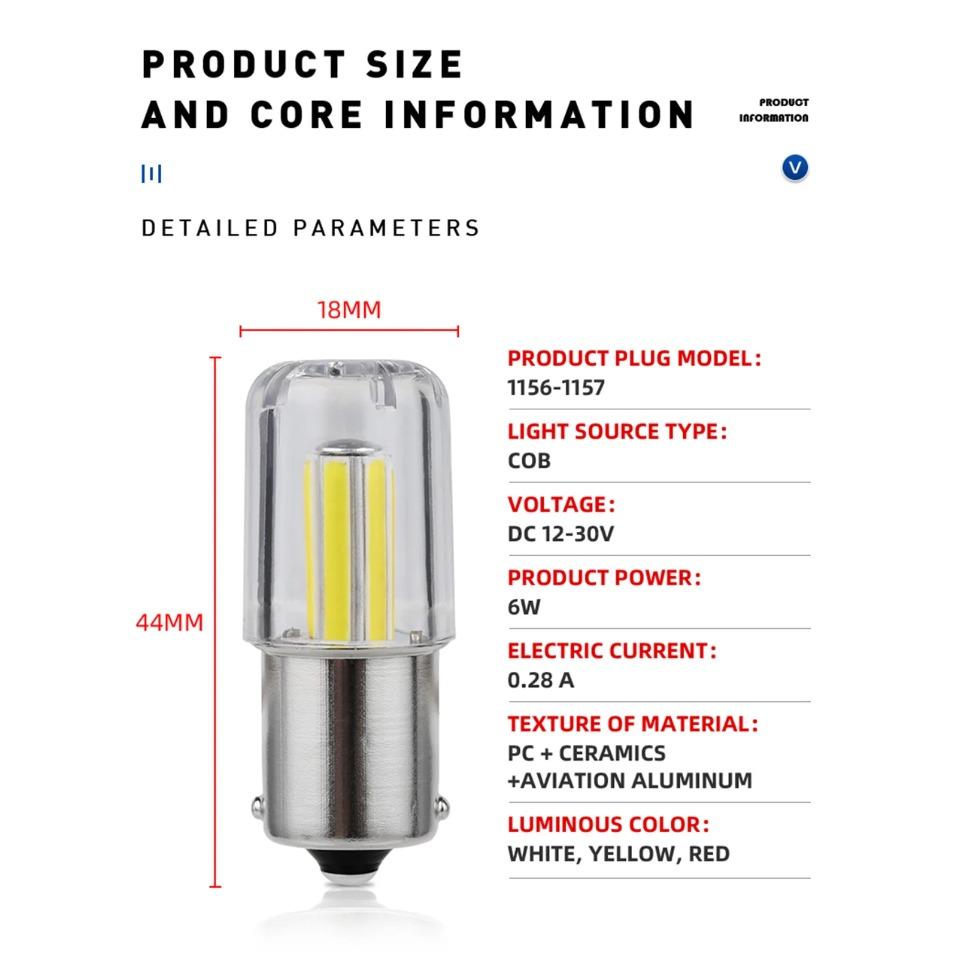 1pcs 6 Filament Super Bright Led 1156 X1 BA15S P21W Car Reverse Light Brake Bulb Lamp 12V Drop Shipping Supported