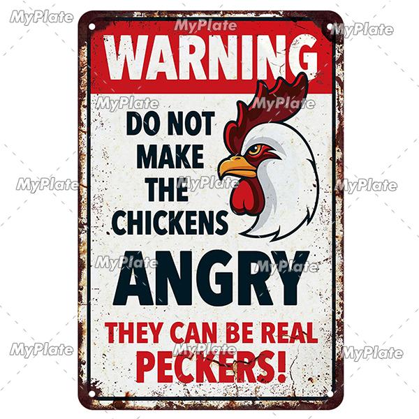 [MyPlate] Vintage Farm Chickens Retro Poster  Metal Sign Plate Tin Sign Wall Crafts Decor For Home Room Plaque Decoration Gift