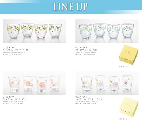 Toyo Sasaki Glass Decor Line Free Glass Set (Strawberry Pattern) G310-T307