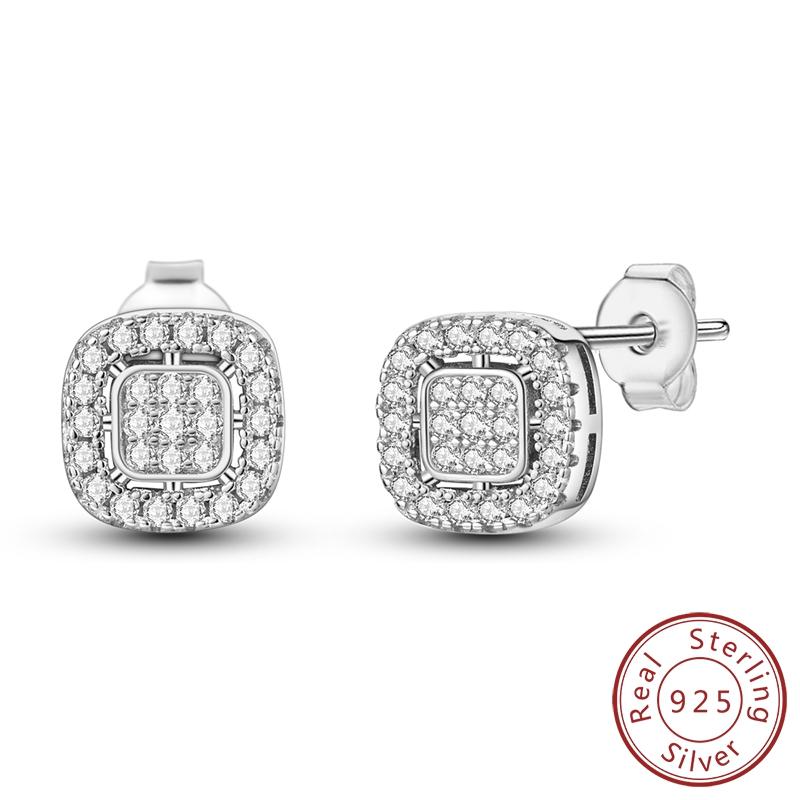 Earrings 925 Silver Shining Snowflake Mini Butterfly Ear Studs For Women Fine Birthday Party Jewelry Gifts