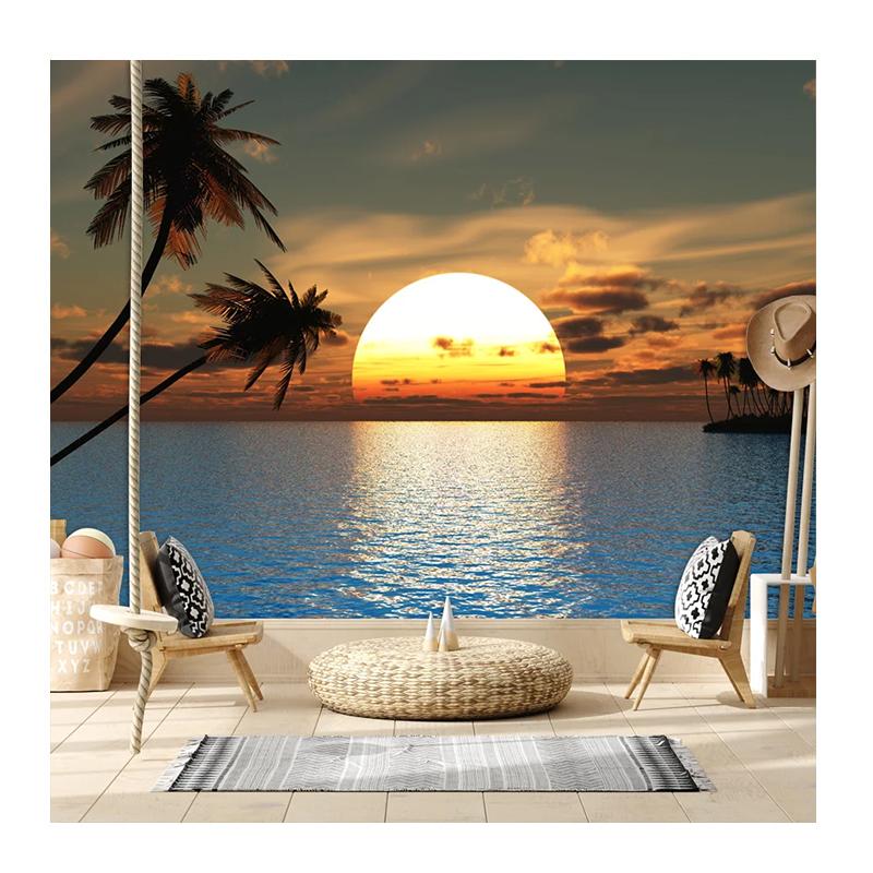 

Modern Wallpaper Sunset Seascape Palm Tree Wallpaper Living Room Home Decor Mural 200 cm(W) x 140 cm(H)