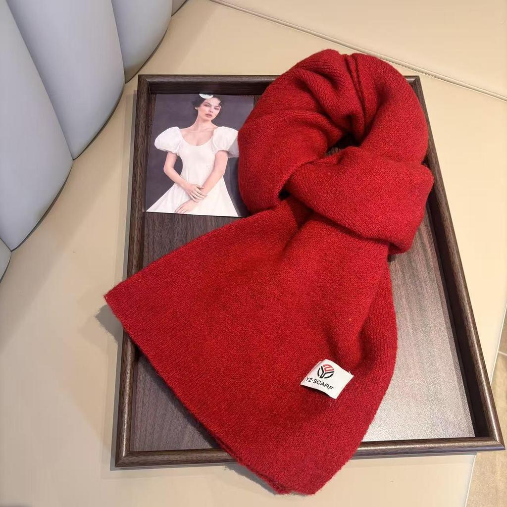 Sciarpa Lavorata a Maglia da Donna di Alta Gamma Monocolore Autunno/Inverno 2025 - Scaldacollo Versatile, Caldo, Ispirato al Natale per Studentesse
