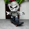 2025 Halloween Skateboard Skeleton Figurine Scary Resins Skull Statue Ornament Home Decors for Desktop Book Shelf