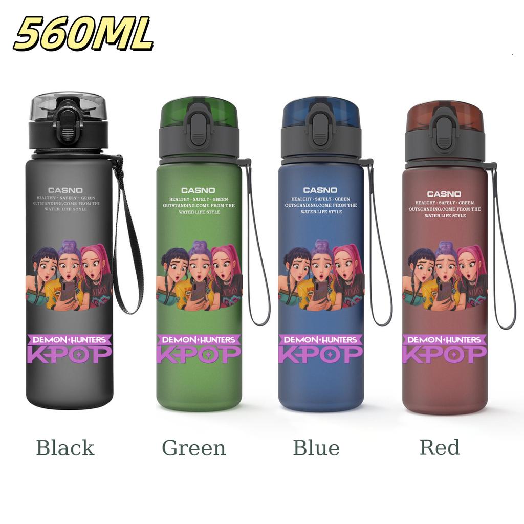 560ML KPop Demon Hunters Plastic Cartoon Pattern Water Cup Tall Superior Quality Children Outdoor Sports Drinking Water Bottle Birth Date Present