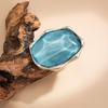 Retro Blue Water Ripple Resin Women's Ring Exaggerated Fashion Geometric Alloy Ring Jewelry Accessories Gift
