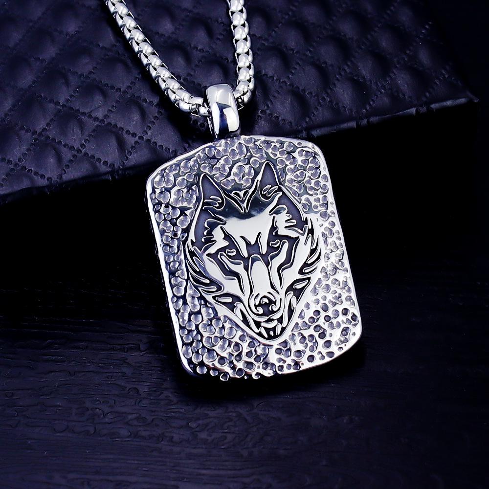 European Viking Titanium Steel Rune Necklace with Stainless Steel Spearhead and Compass Pendant