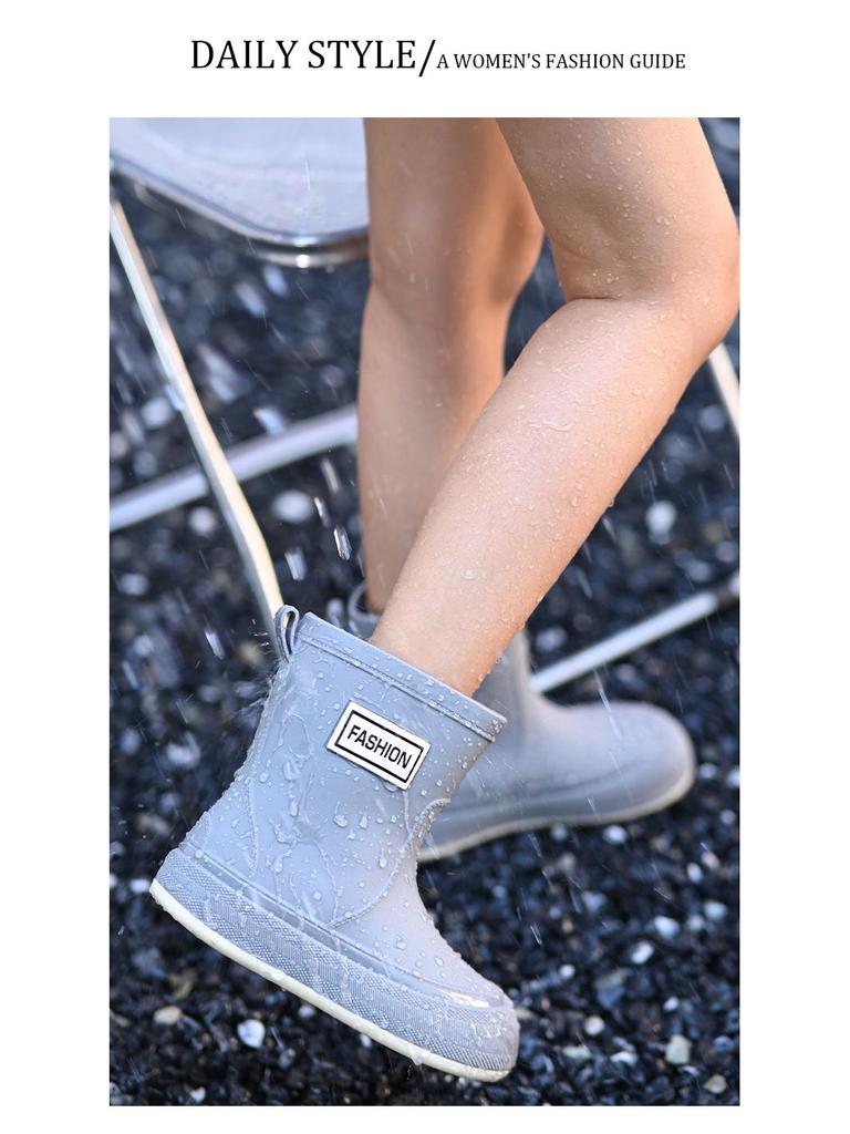 Damen Wasserdichte Verstellbare Mid-Calf Regenstiefel mit Weicher Sohle & Fixierter Kordel