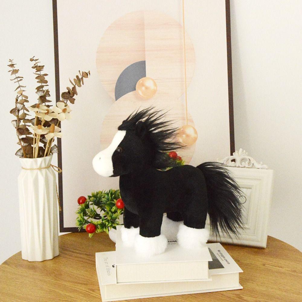 Fluffy Fine Horse Plush Toy PP Cotton Long Hair Horse Stuffed Doll New Year