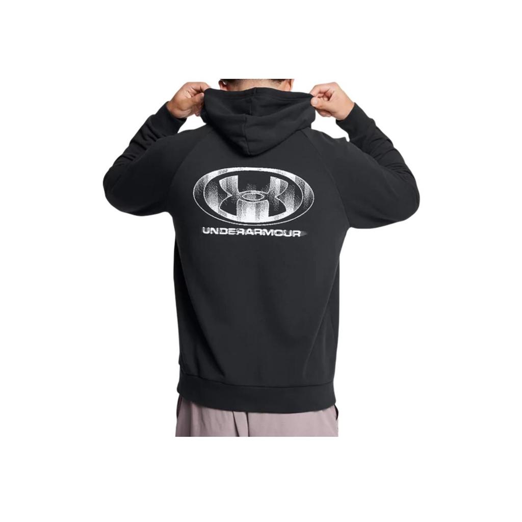 Under Armour Rival Fleece Loose Fit Soft Comfortable Hoodie Men Hoodies Black White 1389428-001