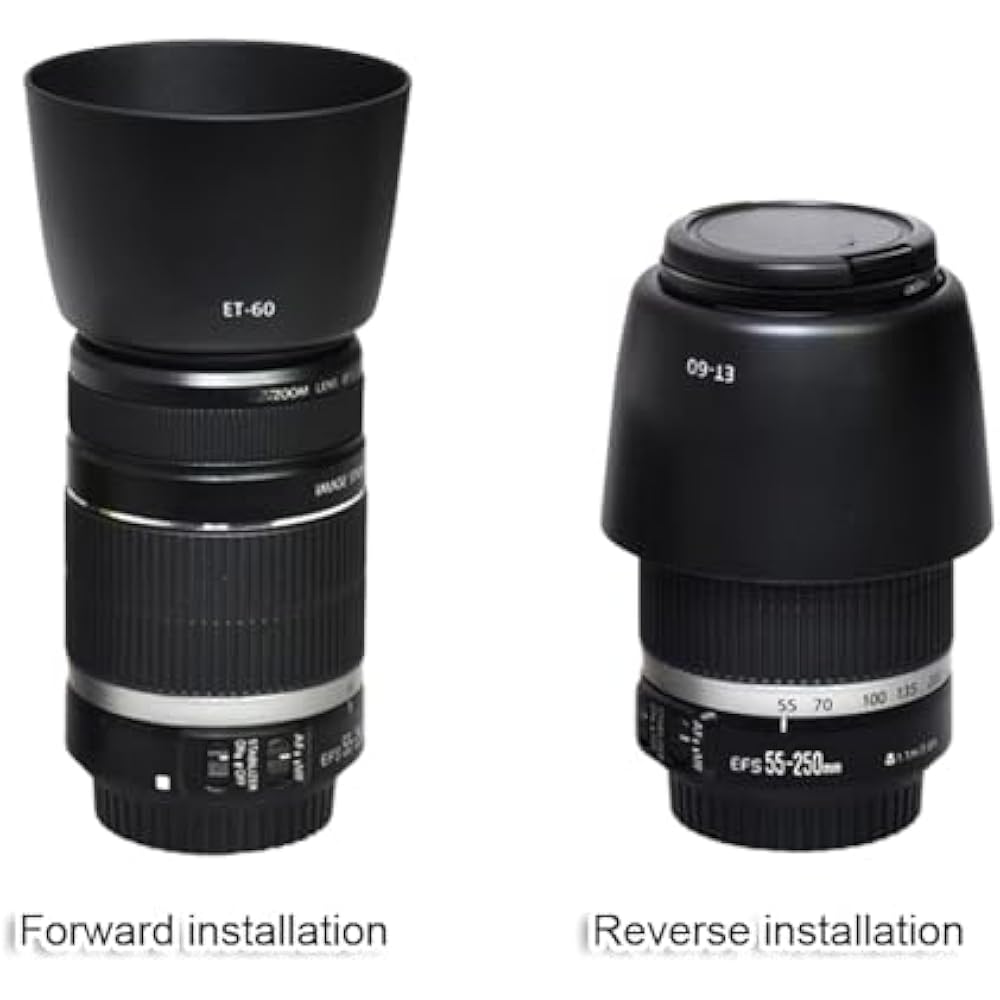 Reversible Lens Hood Shade Protector, ET-60 Compatible, Canon Canon Compatible RF 75-300mm f/4.0-...