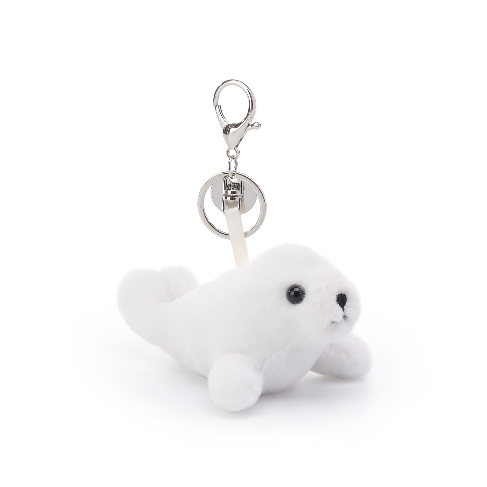 

Apricot Lamb Cute Seal Pup Soft Keychain Plush Perfect for Boys and Fits Kids Backpacks and 13cm Toy, Girls, Purses, белый