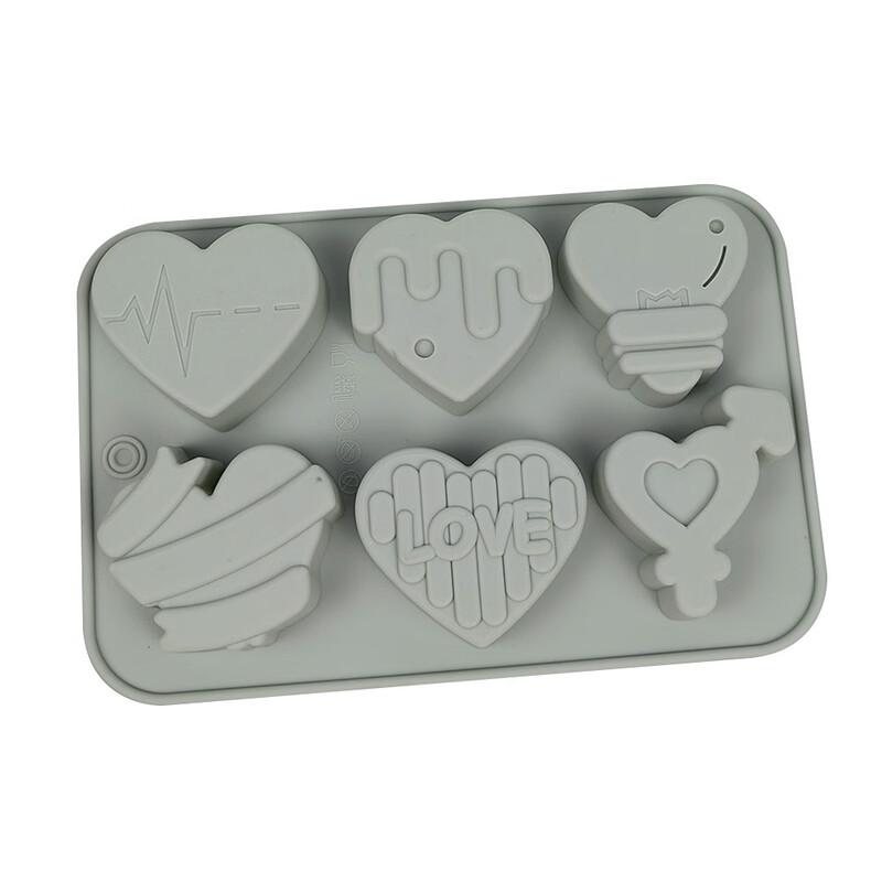 Pabei 6-Cavity Assorted Heart Silicone Chocolate Cake Mold