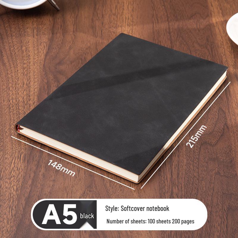 A5 Sheepskin Soft Leather Notebook – Customizable, Logo Printable, Thick Business Office Design