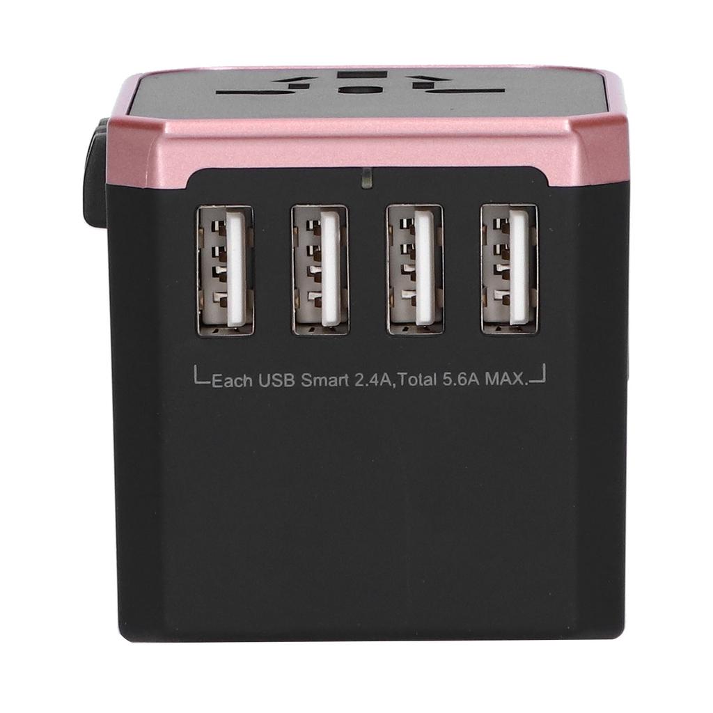 Mezinárodní cestovní adaptér s 4 USB porty a portem TypeC pro CN (Růžový )