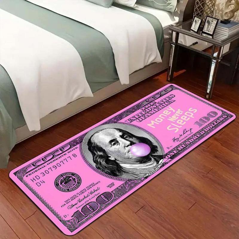 US Dollar Bill Print Carpet - Creative Money Design Floor Mat for Living Room Entrance Foyer Decor with Currency Pattern
