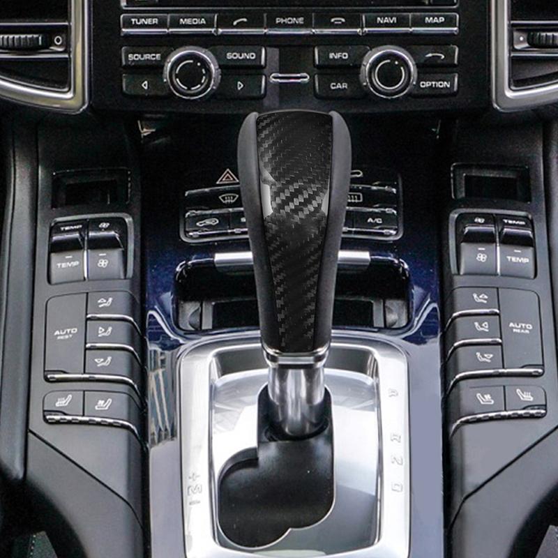 For Porsche Cayenne 958 2011 2012 2013 2014 2015 2016 2017 Car Carbon Black Gear Shift Knob Cover Panel Decoration Auto Parts