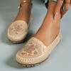 Damen Casual Ballerinas Schuhe Retro Stitching Mokassins Mode Strass und Print Leder Slipper Elastische Riemen Slipper