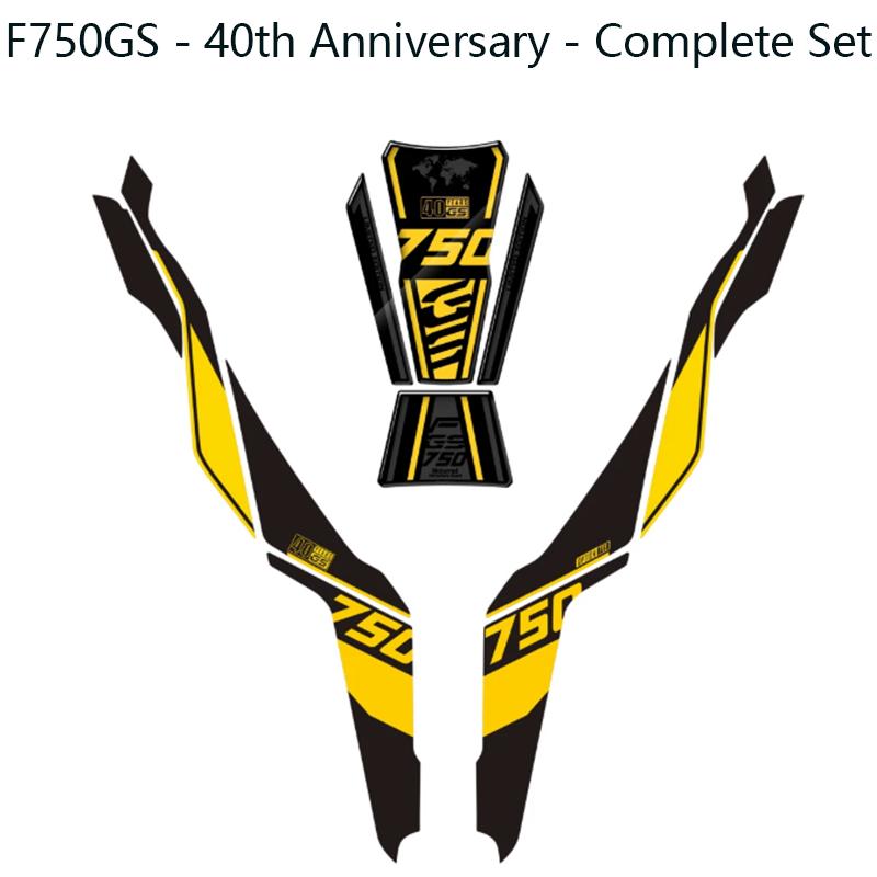 Applicable to BMW F750GS, F850GS 18-22 models. 40th Anniversary stickers, decals for fuel tank, and fishbone decals.